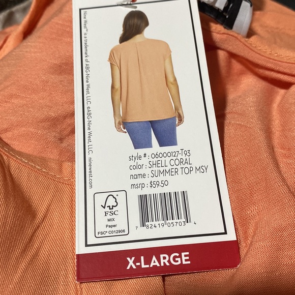 Nine West Ladies Top - Shell Coral - Size XL - NWT - Picture 5 of 8